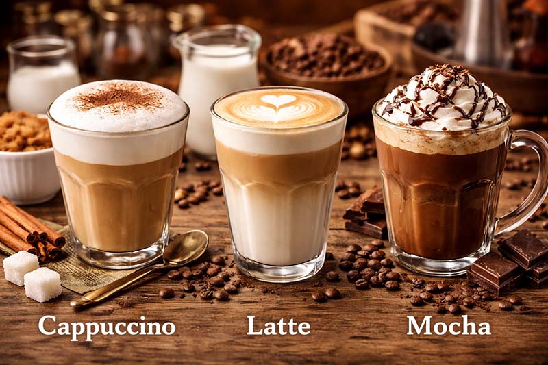 طرز تهیه | اسپرسو تفاوت کاپوچینو و لاته و موکا در چیست؟