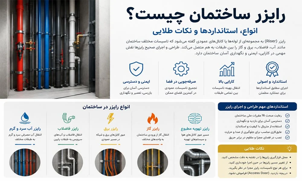 رایزر ساختمان چیست؟ انواع، استانداردها و نکات طلایی