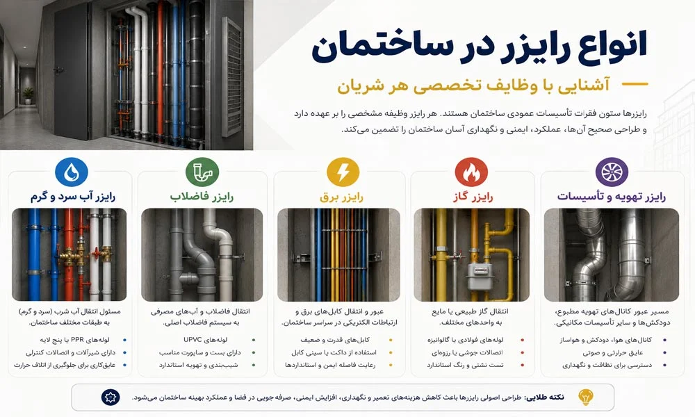 رایزر ساختمان چیست؟ انواع، استانداردها و نکات طلایی